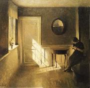 Peter ilsted Interior with Girl Reading painting